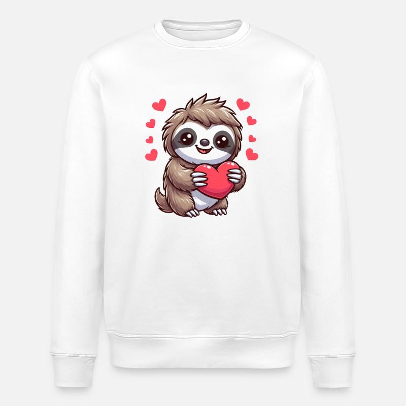 Süßes Faultier Liebe Herz Freundschaft - Stanley/Stella Unisex Bio-Sweatshirt ROLLER - Weiß