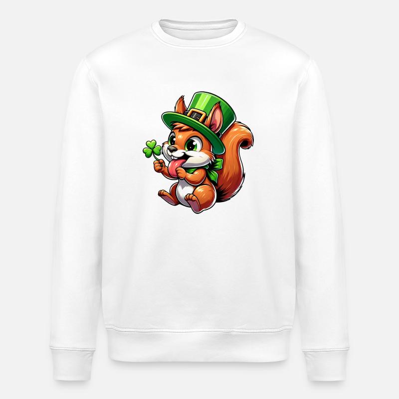 St. Patrick's Cheeky Squirrel - Stanley/Stella ROLLER Unisex Organic Sweatshirt - white