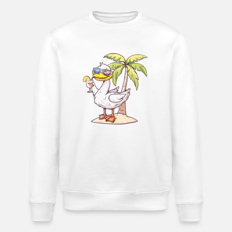 Goose Summer Beach Vacation - Stanley/Stella ROLLER Unisex Organic Sweatshirt - white