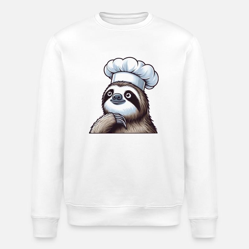 Cute Sloth as Chef - Stanley/Stella ROLLER Unisex Organic Sweatshirt - white