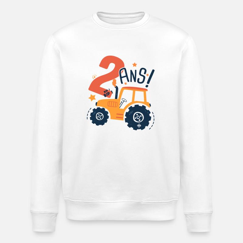 2 ans anniversaire tracteur - Sweat bio ROLLER Stanley/Stella Unisexe - blanc