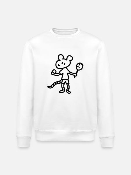 Tennis Mouse - Line - Stanley/Stella ROLLER Unisex Organic Sweatshirt - white