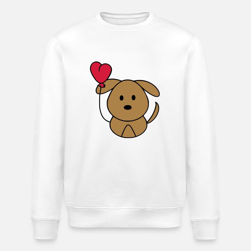Hundi mit Herzballon - Stanley/Stella Unisex Bio-Sweatshirt ROLLER - Weiß