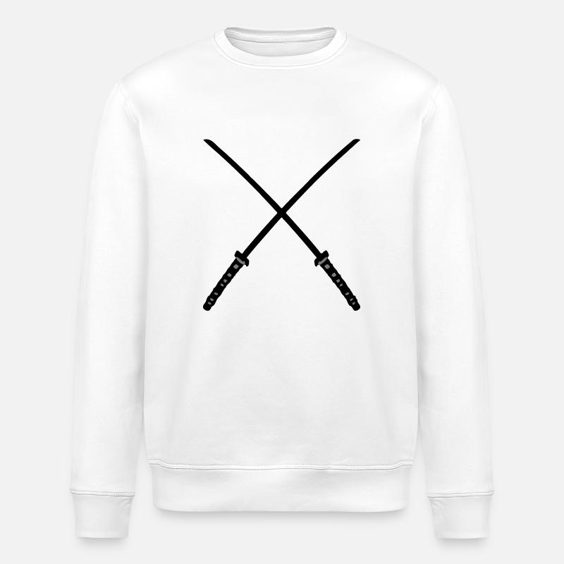 Katana Samurai épées croisées - Sweat bio ROLLER Stanley/Stella Unisexe - blanc