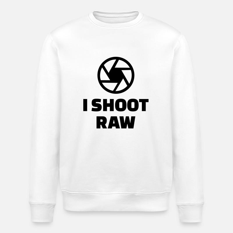 I shoot raw - Sweat bio ROLLER Stanley/Stella Unisexe - blanc