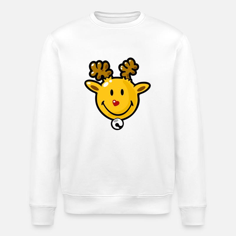 Smiley Christmas Rudolph - Stanley/Stella Unisex Bio-Sweatshirt ROLLER - Weiß