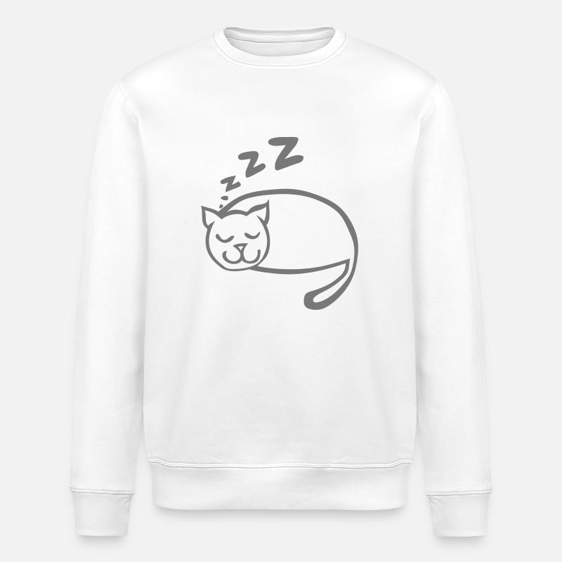 Cat sleeping drawing zzz - Stanley/Stella ROLLER Unisex Organic Sweatshirt - white