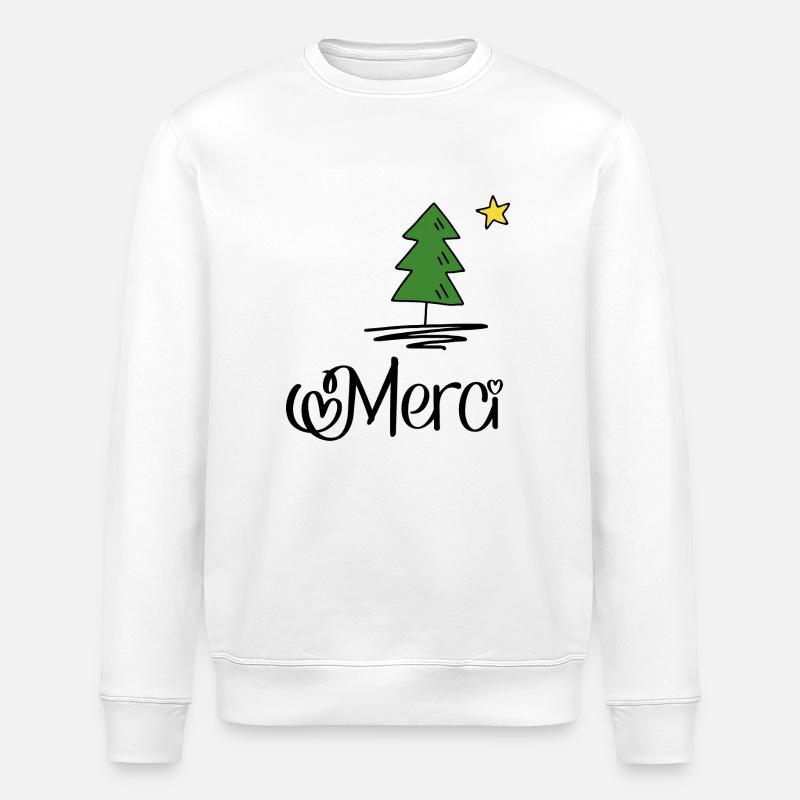 Merci pour Noël - Sweat bio ROLLER Stanley/Stella Unisexe - blanc