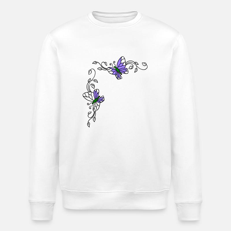 Schmetterlinge mit Blumenranken - Stanley/Stella Unisex Bio-Sweatshirt ROLLER - Weiß