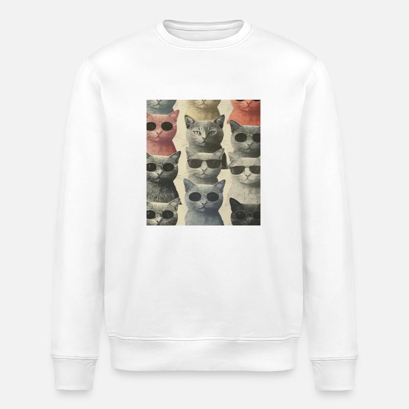Katzen mit Brille - Stanley/Stella Unisex Bio-Sweatshirt ROLLER - Weiß