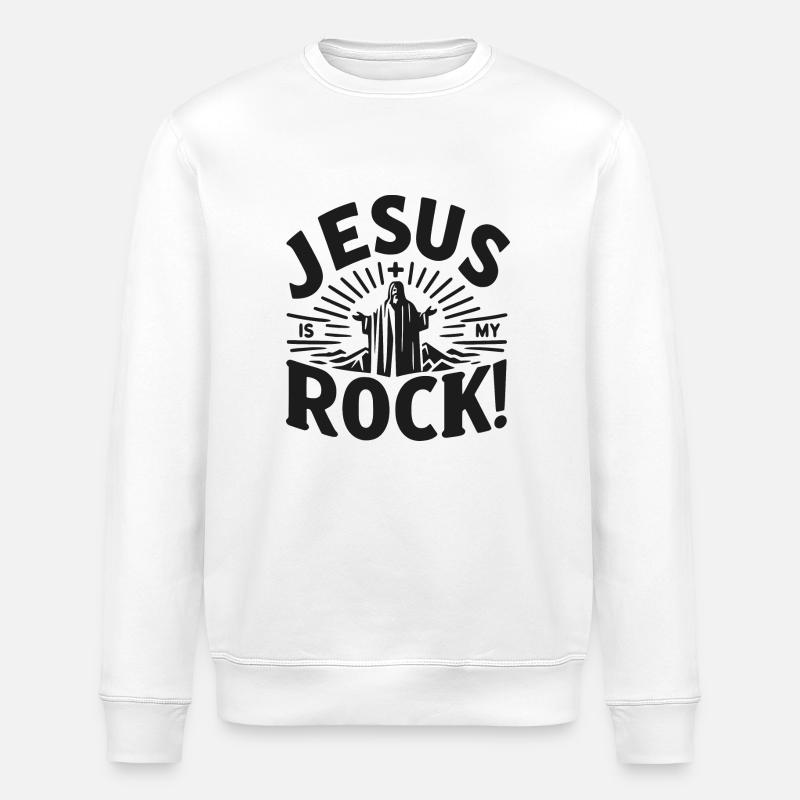 Jésus est mon rocher - Sweat bio ROLLER Stanley/Stella Unisexe - blanc