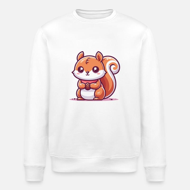 Squirrel with a seed - Stanley/Stella ROLLER Unisex Organic Sweatshirt - white