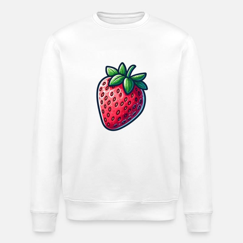 Fraise fruit - Sweat bio ROLLER Stanley/Stella Unisexe - blanc