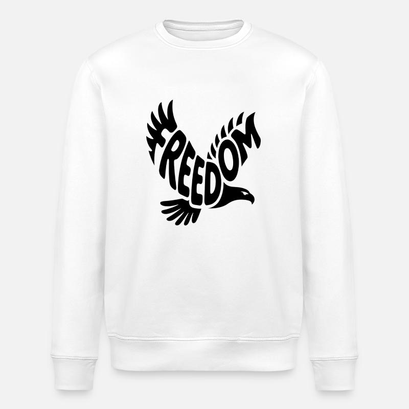 Freedom - Cool Bald Eagle Logo - Stanley/Stella ROLLER Unisex Organic Sweatshirt - white