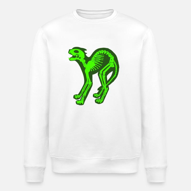 Skelett Katze - Stanley/Stella Unisex Bio-Sweatshirt ROLLER - Weiß