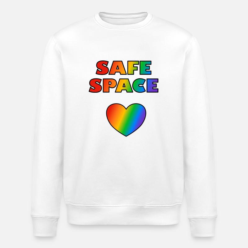 LGBT Safe Space Rainbow Heart - Stanley/Stella ROLLER Unisex Organic Sweatshirt - white