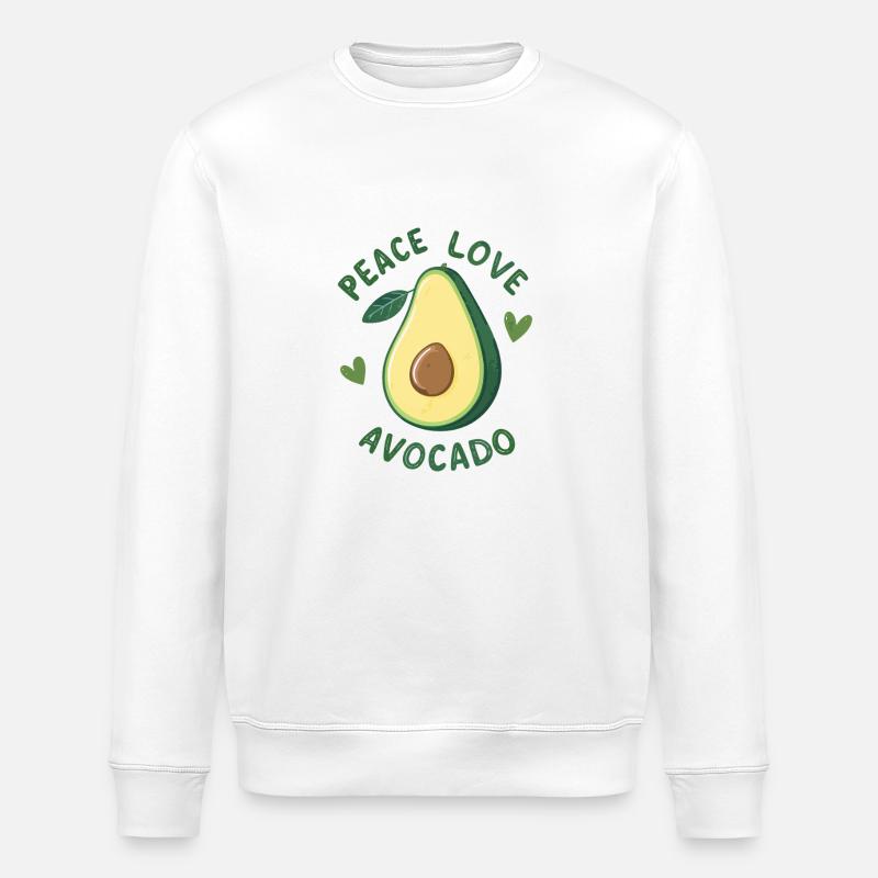 Frieden, Liebe und Avocado - Stanley/Stella Unisex Bio-Sweatshirt ROLLER - Weiß