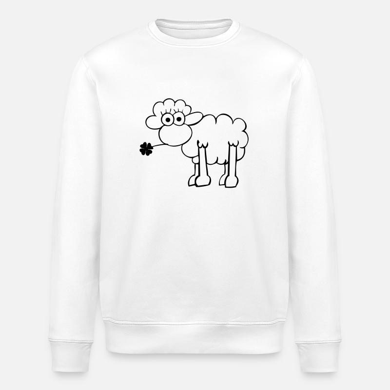 Sheep with clover - Stanley/Stella ROLLER Unisex Organic Sweatshirt - white
