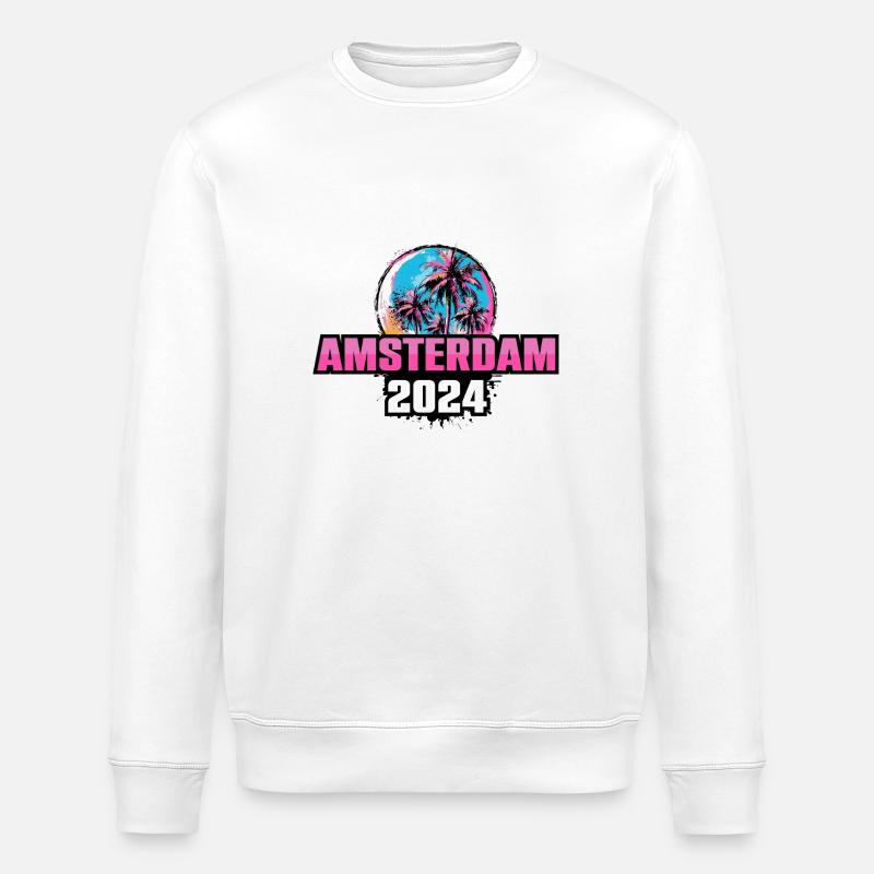 Amsterdam 2024 Palmen - Stanley/Stella Unisex Bio-Sweatshirt ROLLER - Weiß
