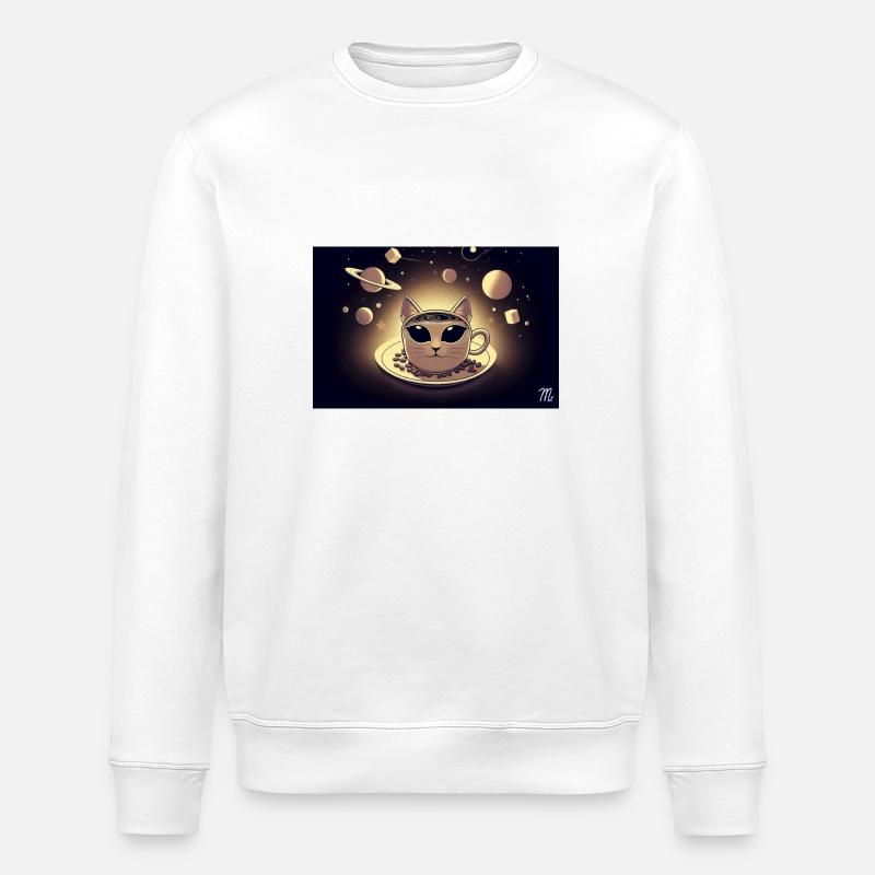 Space Cat Coffee - Stanley/Stella ROLLER Unisex Organic Sweatshirt - white