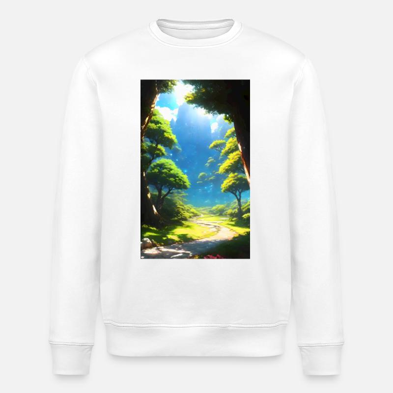 Anime Traumwelt Landschaft - Stanley/Stella Unisex Bio-Sweatshirt ROLLER - Weiß