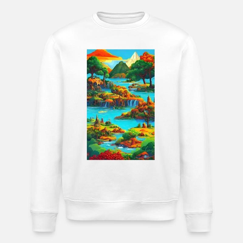 Exotische & bunte KI-Landschaft - Stanley/Stella Unisex Bio-Sweatshirt ROLLER - Weiß
