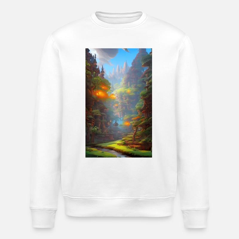 Exotic, abstract nature civilization scene - Stanley/Stella ROLLER Unisex Organic Sweatshirt - white