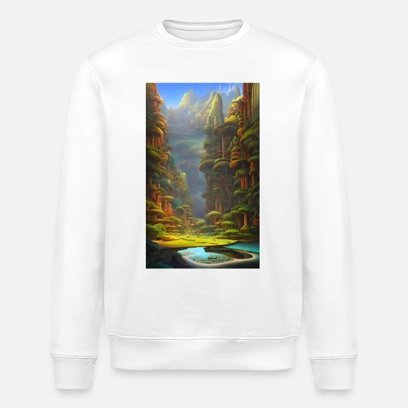 Simulation abstract nature landscape - Stanley/Stella ROLLER Unisex Organic Sweatshirt - white