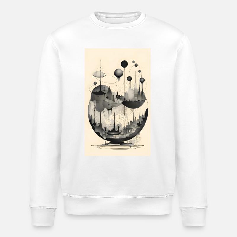 Abstrakte sphärische Geometrie Stadt - Stanley/Stella Unisex Bio-Sweatshirt ROLLER - Weiß