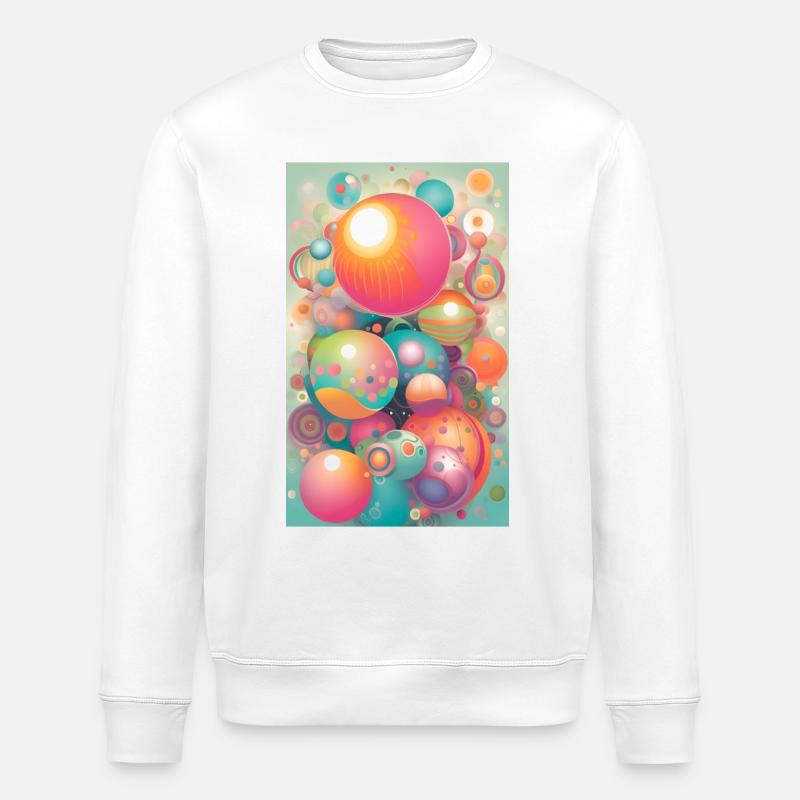 Sphères géométriques heureuses - Sweat bio ROLLER Stanley/Stella Unisexe - blanc