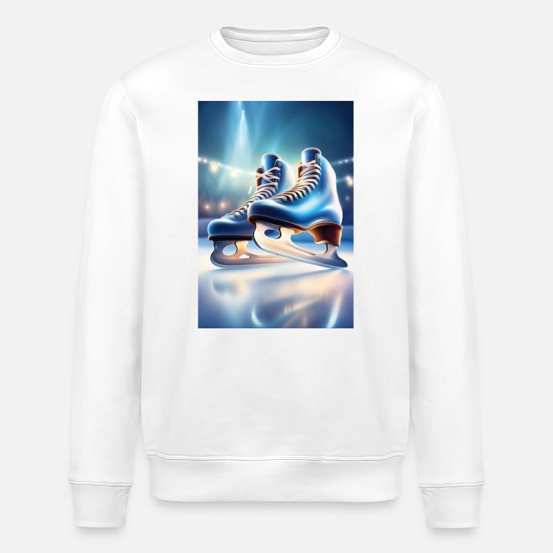 Blue iceskates - Stanley/Stella ROLLER Unisex Organic Sweatshirt - white