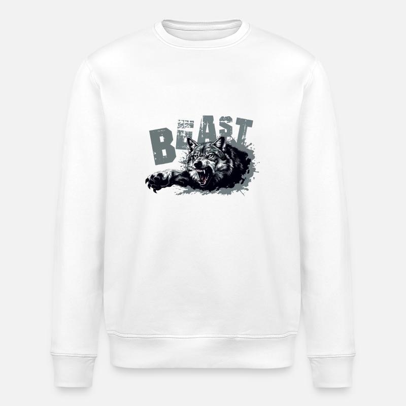 Beast Wolf - Stanley/Stella ROLLER Unisex Organic Sweatshirt - white