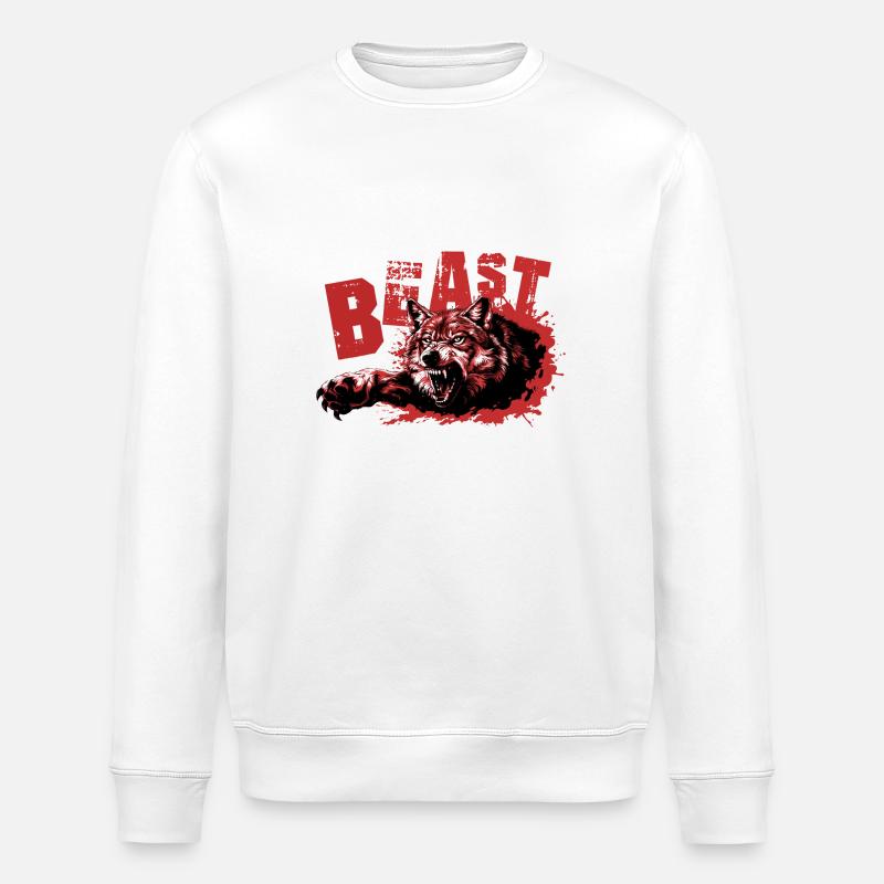 Beast Wolf - Stanley/Stella ROLLER Unisex Organic Sweatshirt - white