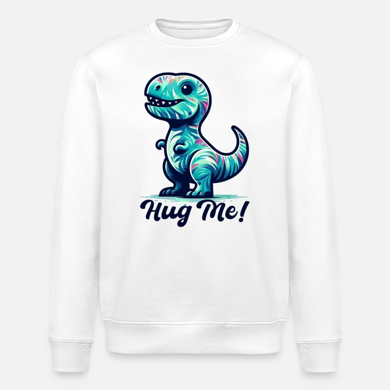 T-Rex Hug Me Hug Gift - Stanley/Stella ROLLER Unisex Organic Sweatshirt - white