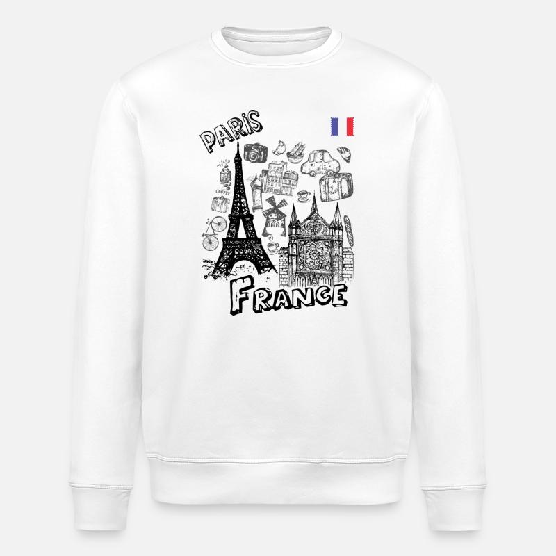 Pariser Doodle-Lebens-Skizze - Stanley/Stella Unisex Bio-Sweatshirt ROLLER - Weiß