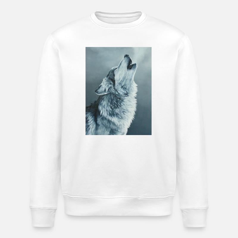Grauer Wolf - Stanley/Stella Unisex Bio-Sweatshirt ROLLER - Weiß