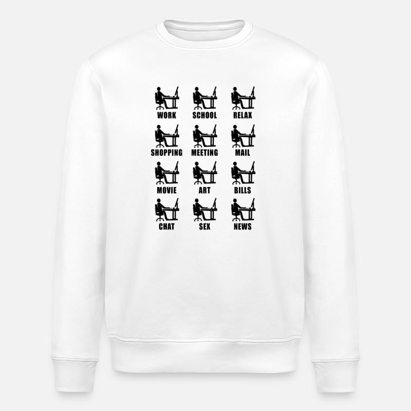 Computer Homeoffice Fun Geschenk - Stanley/Stella Unisex Bio-Sweatshirt ROLLER - Weiß