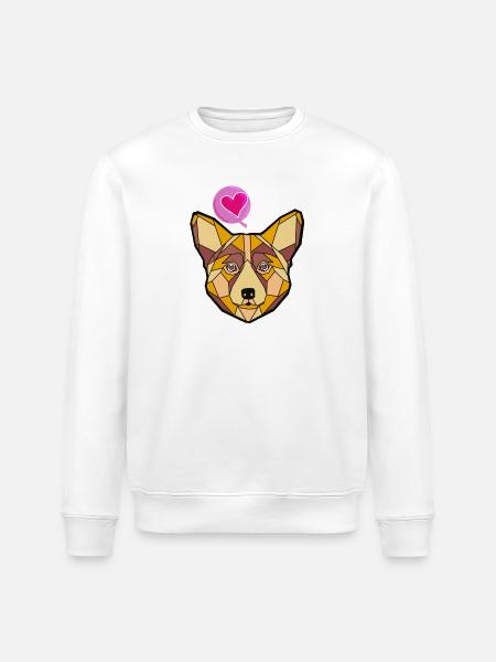 Geometric Dog with Heart - Stanley/Stella ROLLER Unisex Organic Sweatshirt - white