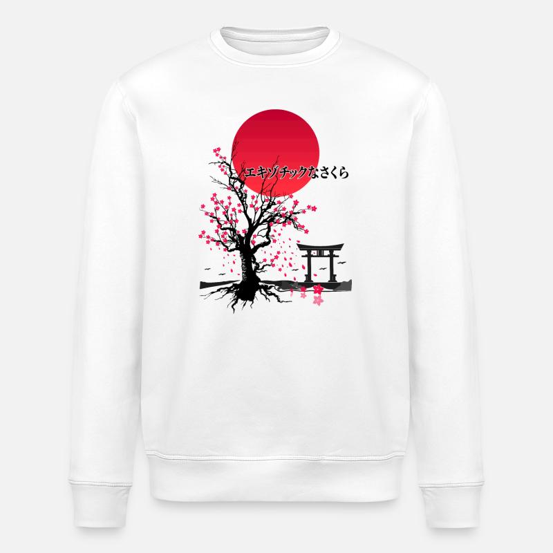EXOTIC SAKURA TORII GATE - Stanley/Stella ROLLER Unisex Organic Sweatshirt - white