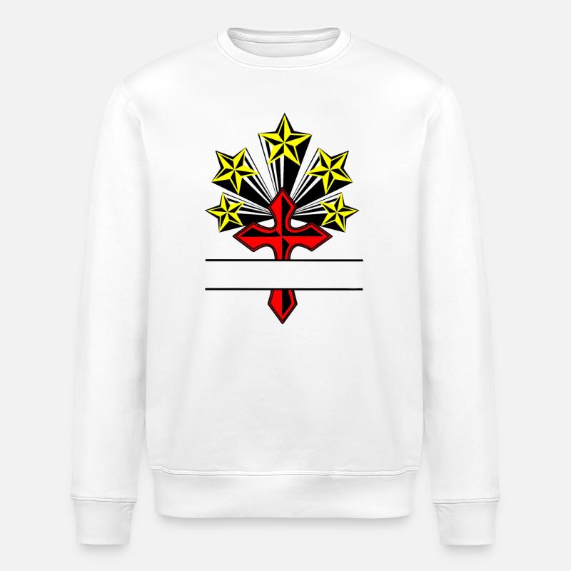 mit vier gelben Sternen - Stanley/Stella Unisex Bio-Sweatshirt ROLLER - Weiß