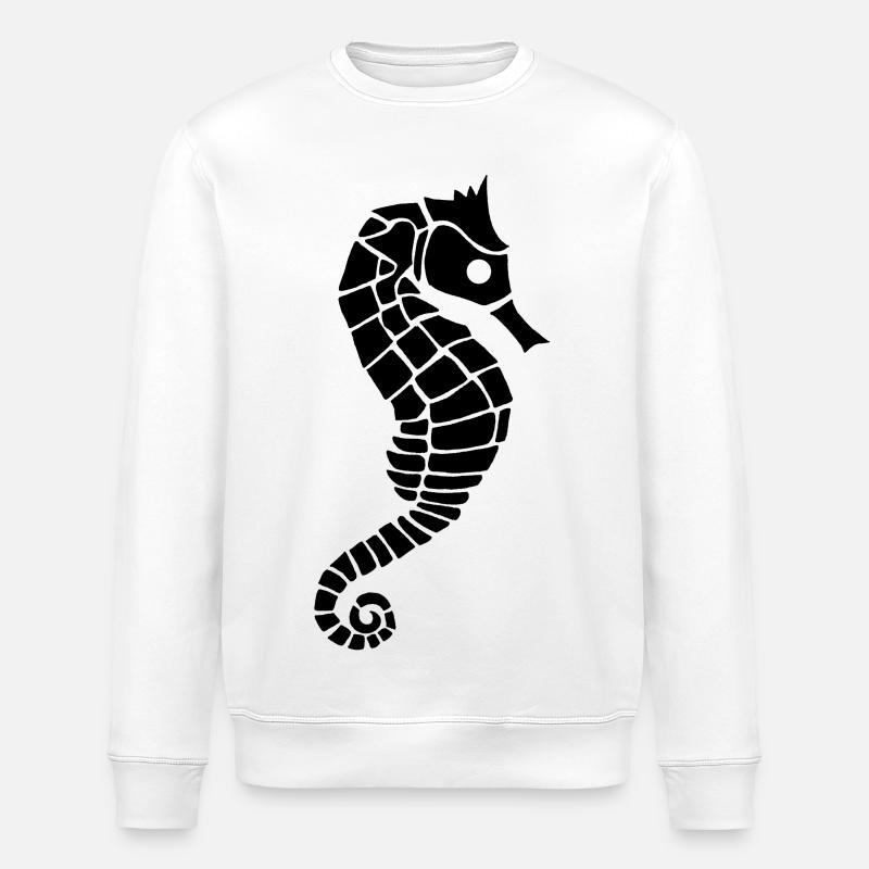 Schwarzes Seepferdchen - Stanley/Stella Unisex Bio-Sweatshirt ROLLER - Weiß