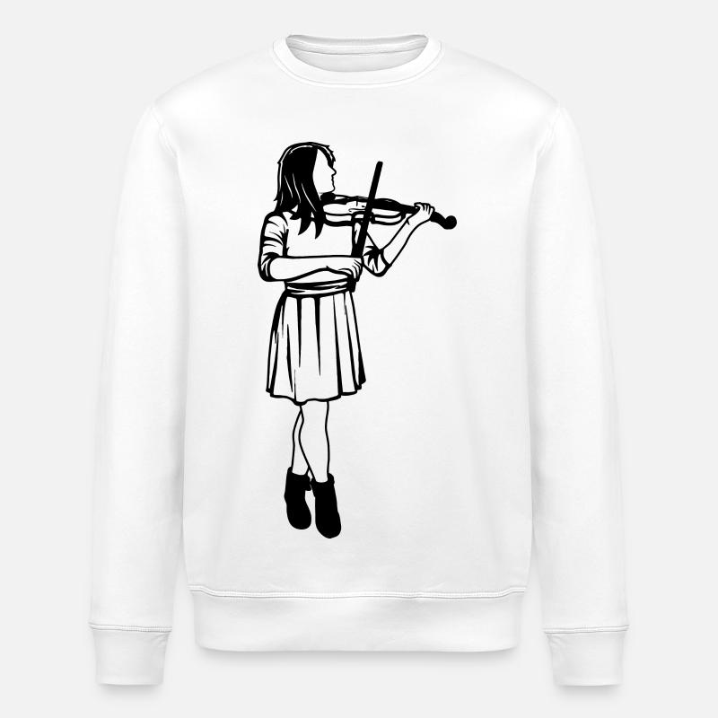 Violine Mädchen Skizze - Stanley/Stella Unisex Bio-Sweatshirt ROLLER - Weiß