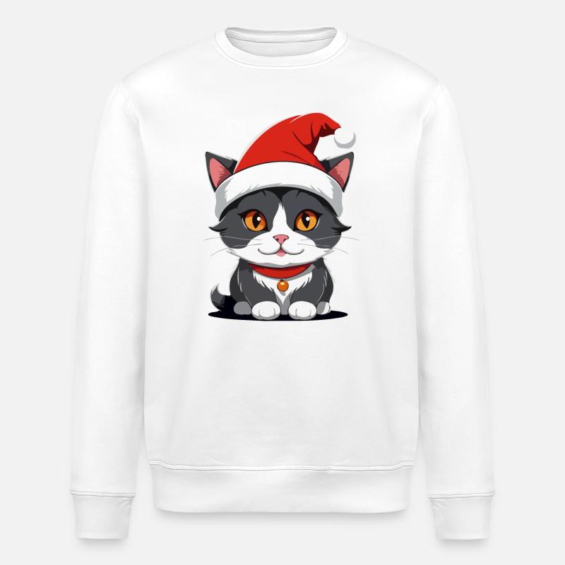 Katze Weihnachten - Stanley/Stella Unisex Bio-Sweatshirt ROLLER - Weiß