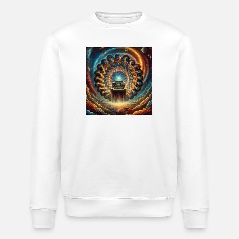 Cosmic Retro Computer Artwork - Stanley/Stella ROLLER Unisex Organic Sweatshirt - white