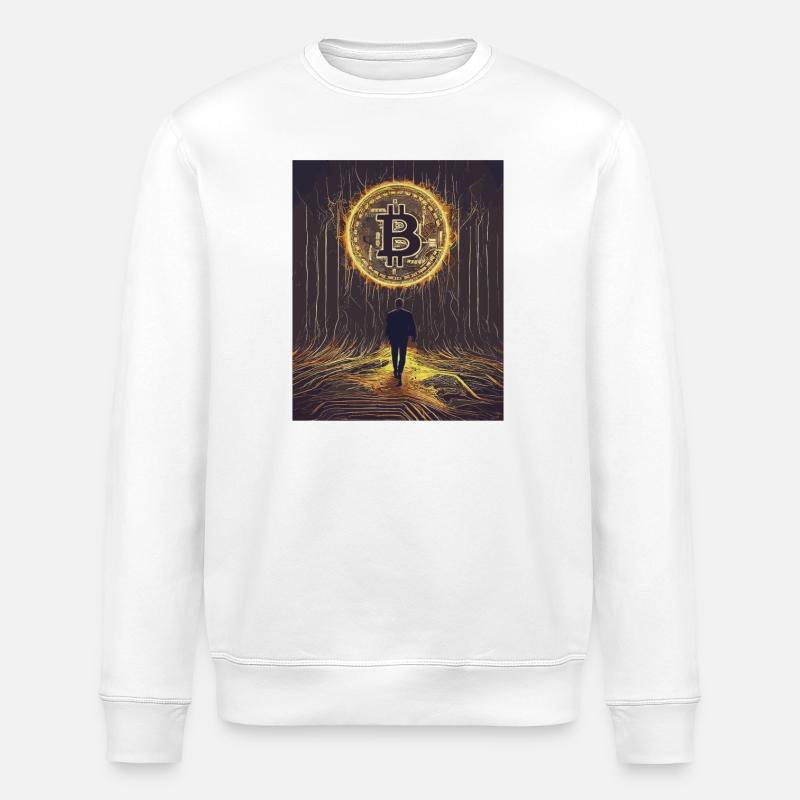 Scène forestière numérique Bitcoin - Sweat bio ROLLER Stanley/Stella Unisexe - blanc