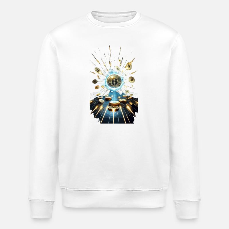 Bitcoin Explosion Digital Art Design - Stanley/Stella Unisex Bio-Sweatshirt ROLLER - Weiß