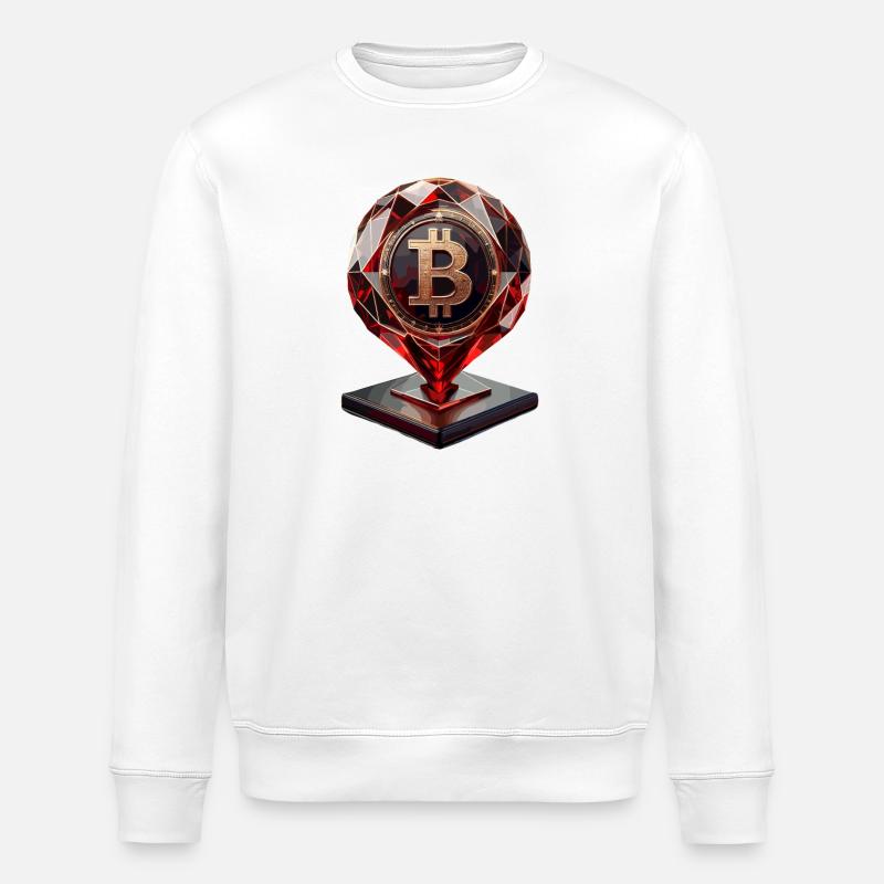 Bitcoin Kristall Design - Stanley/Stella Unisex Bio-Sweatshirt ROLLER - Weiß