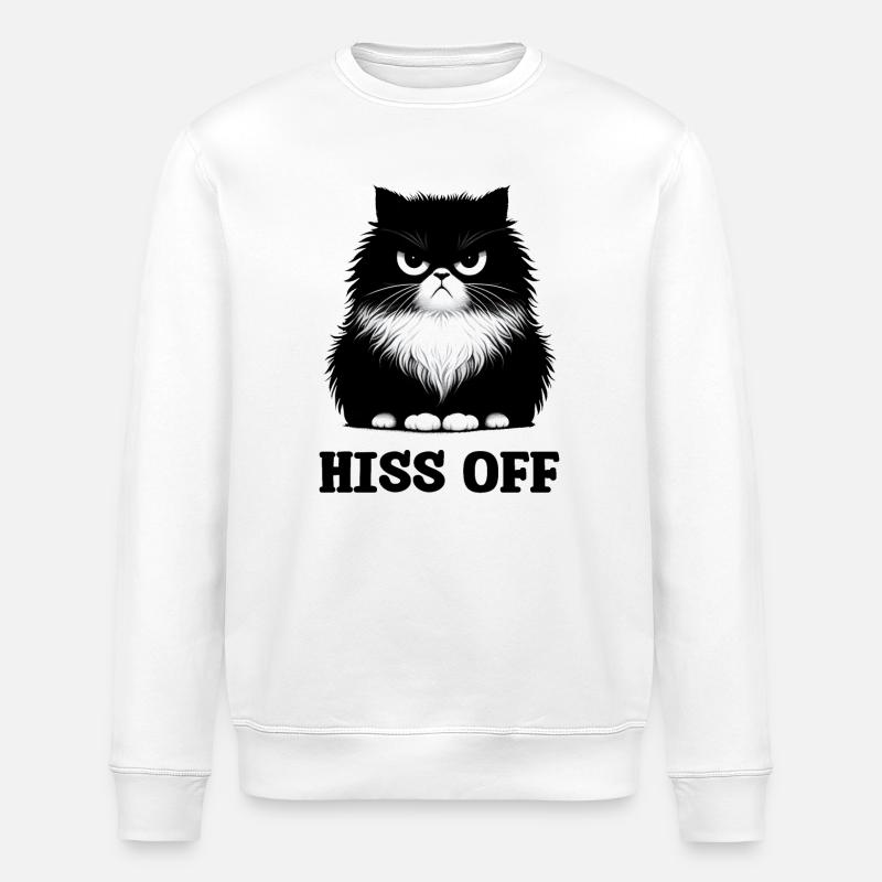 ZISCHT BLACK CAT DOODLE AB - Stanley/Stella Unisex Bio-Sweatshirt ROLLER - Weiß