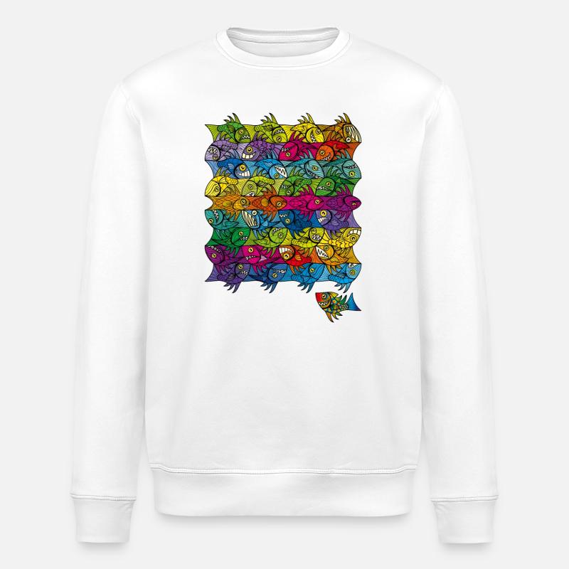 Fisch-Tessellations-Ambigramm Escher Style XXV - Stanley/Stella Unisex Bio-Sweatshirt ROLLER - Weiß