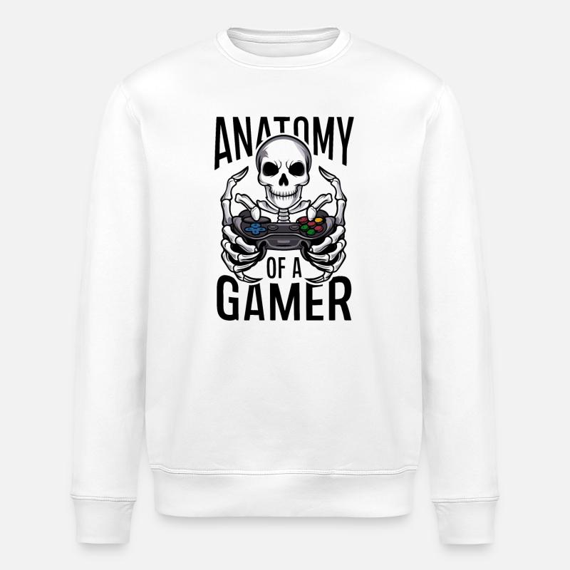 Gamer Skeleton mit Gamecontroller - Stanley/Stella Unisex Bio-Sweatshirt ROLLER - Weiß